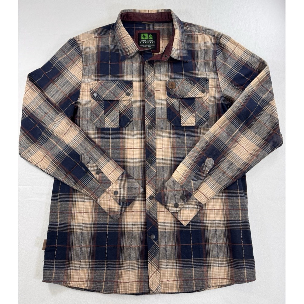 Hippy Tree Nomad Division Mens Sheldon Series Flannel L Snap Button Pockets EUC